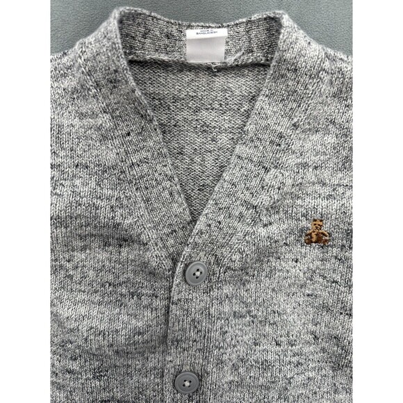 Baby GAP Cardigan Sweater 3 Years Gray Button Front Teddy Bear Logo Cotton - Picture 3 of 11